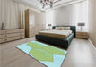 Patterned Pale Green Rug in a Bedroom, pat1708lblu