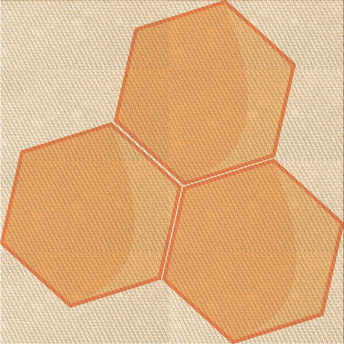 Round Patterned Orange Rug, pat1708org