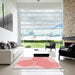 Square Patterned Red Rug in a Living Room, pat1708rd