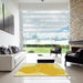 Square Patterned Bold Yellow Rug in a Living Room, pat1708yw