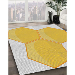 Patterned Khaki Gold Novelty Rug in Family Room, pat1708