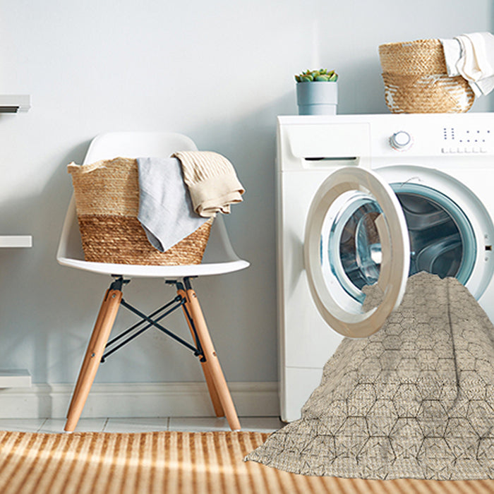 Machine Washable Transitional Moccasin Beige Rug in a Washing Machine, wshpat1709brn