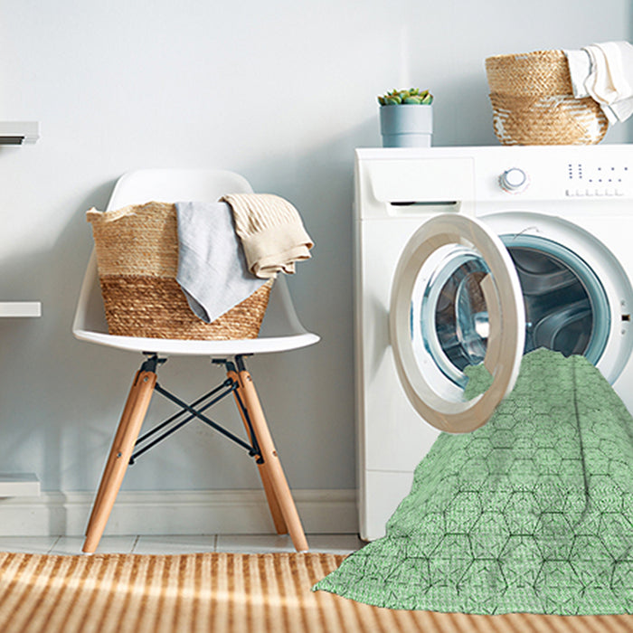 Machine Washable Transitional Mint Green Rug in a Washing Machine, wshpat1709grn
