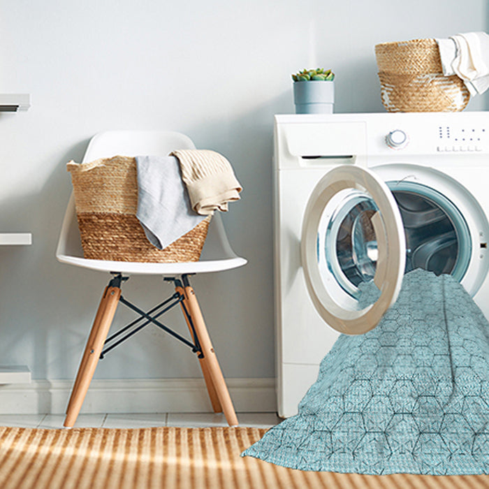 Machine Washable Transitional Electric Blue Rug in a Washing Machine, wshpat1709lblu