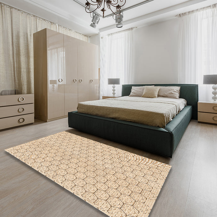 Round Machine Washable Transitional Peru Brown Rug in a Office, wshpat1709org