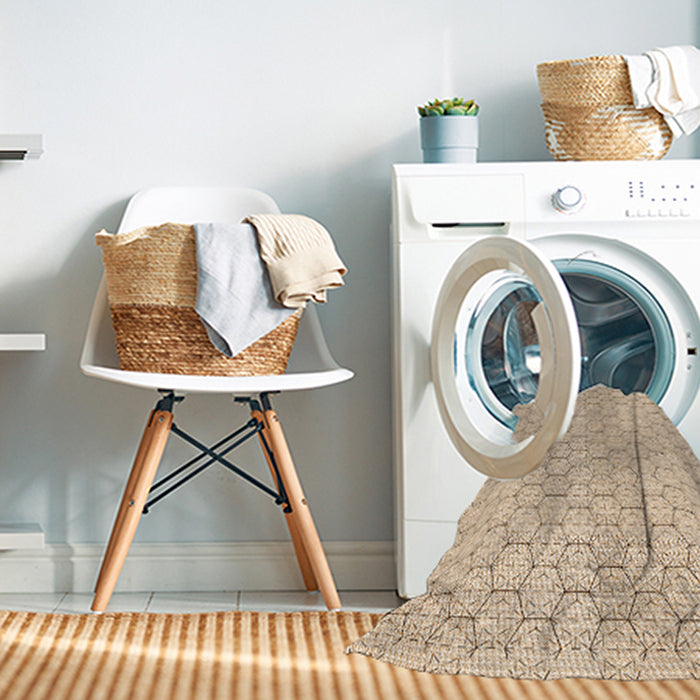 Machine Washable Transitional Peru Brown Rug in a Washing Machine, wshpat1709org