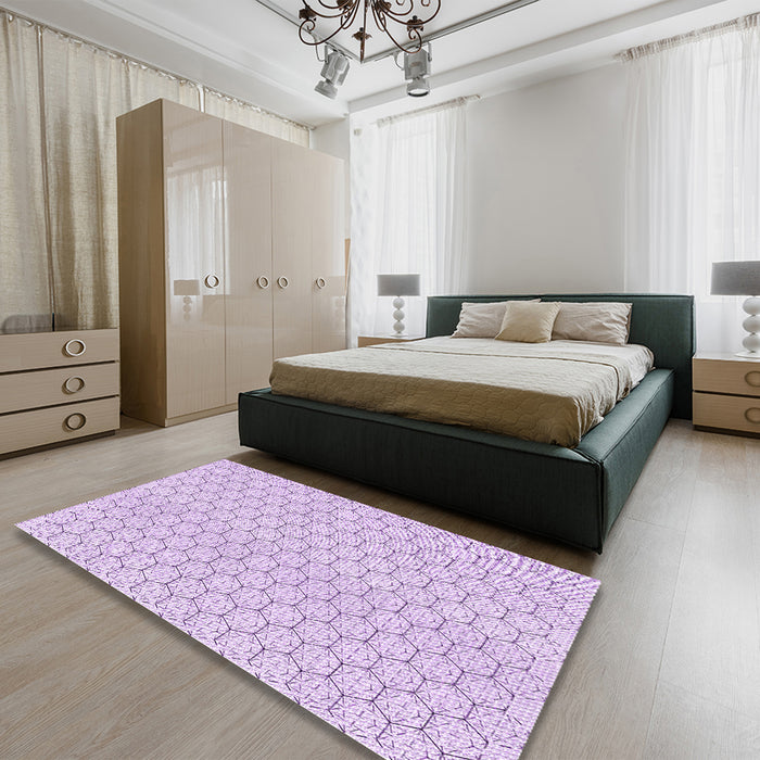Round Machine Washable Transitional Orchid Purple Rug in a Office, wshpat1709pur