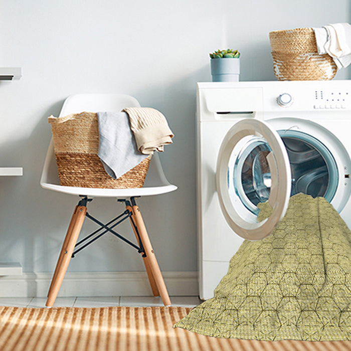 Machine Washable Transitional Sun Yellow Rug in a Washing Machine, wshpat1709yw