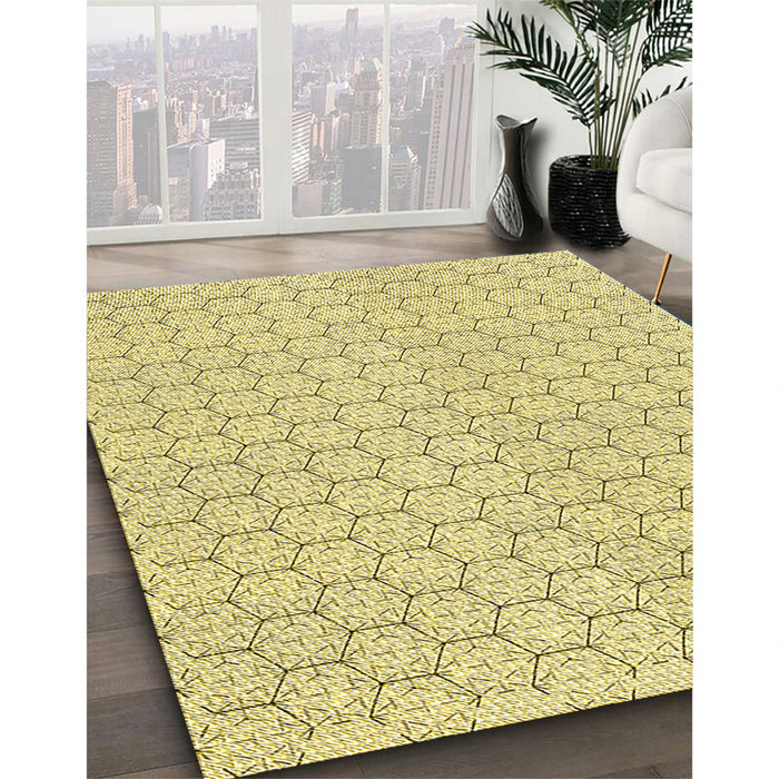 Machine Washable Transitional Sun Yellow Rug in a Family Room, wshpat1709yw