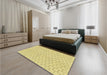 Round Machine Washable Transitional Sun Yellow Rug in a Office, wshpat1709yw