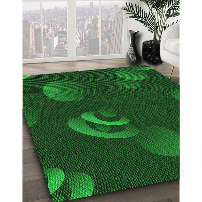 Patterned Green Rug in Family Room, pat171grn