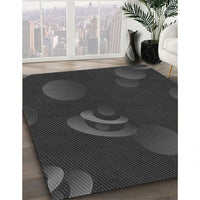 Patterned Charcoal Black Rug, pat171gry