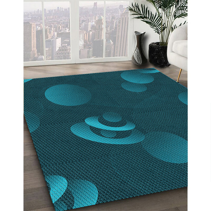 Machine Washable Transitional Dark Cyan Green Rug in a Family Room, wshpat171lblu