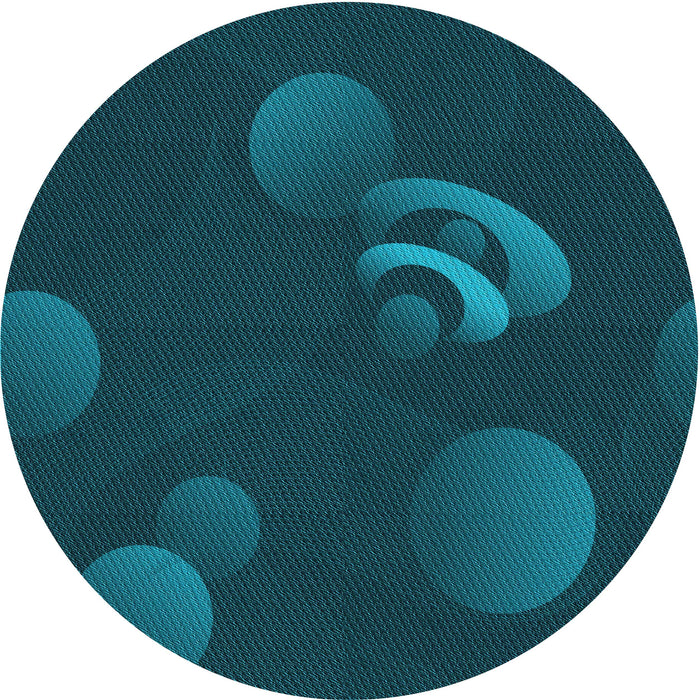 Square Patterned Dark Cyan Green Rug, pat171lblu