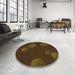 Round Patterned Dark Bronze Brown Rug in a Office, pat171org