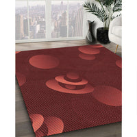 Patterned Maroon Red Rug, pat171rd