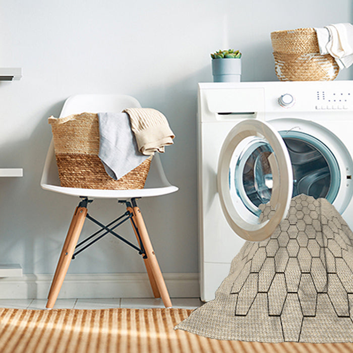 Machine Washable Transitional Moccasin Beige Rug in a Washing Machine, wshpat1710brn