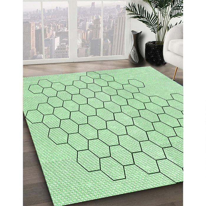 Machine Washable Transitional Mint Green Rug in a Family Room, wshpat1710grn