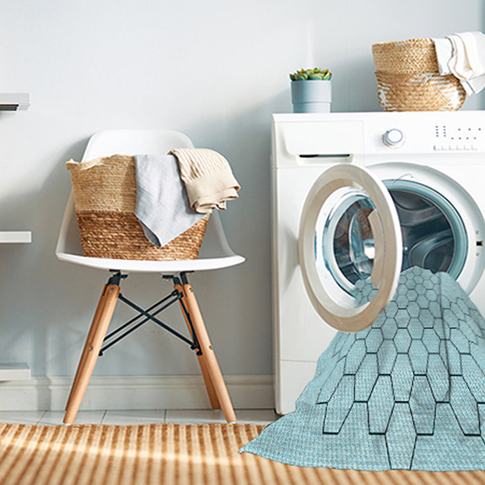Machine Washable Transitional Electric Blue Rug in a Washing Machine, wshpat1710lblu