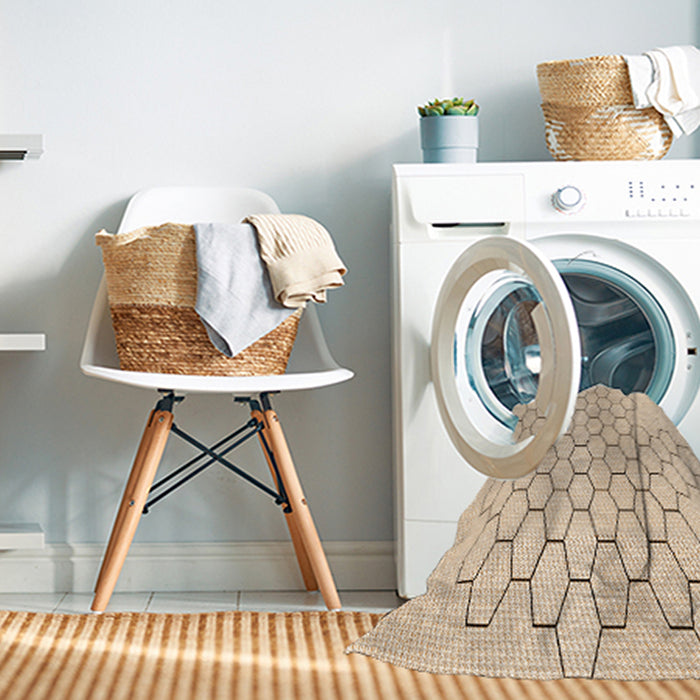 Machine Washable Transitional Moccasin Beige Rug in a Washing Machine, wshpat1710org