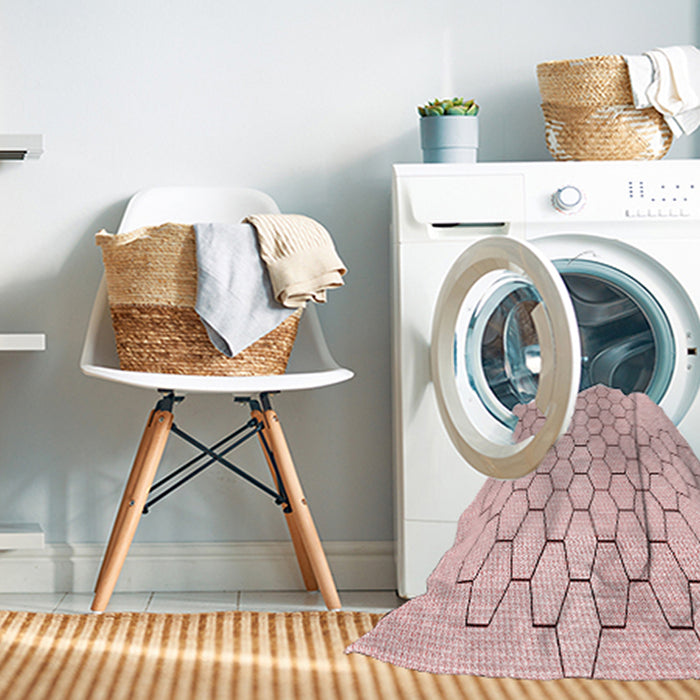 Machine Washable Transitional Light Coral Pink Rug in a Washing Machine, wshpat1710rd