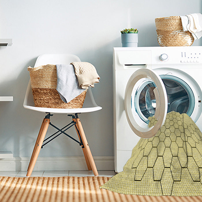 Machine Washable Transitional Yellow Rug in a Washing Machine, wshpat1710yw
