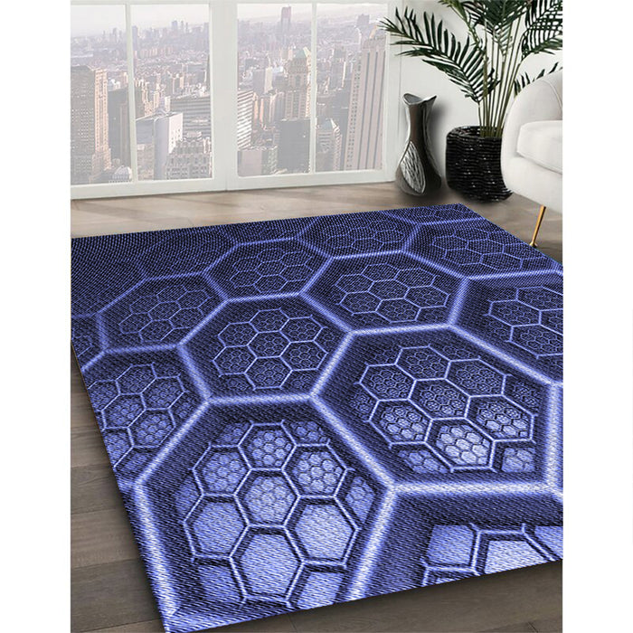 Machine Washable Transitional Midnight Blue Rug in a Family Room, wshpat1711blu