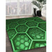 Machine Washable Transitional Deep Emerald Green Rug in a Family Room, wshpat1711grn