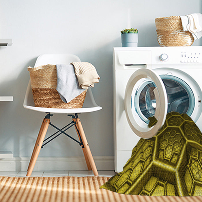 Machine Washable Transitional Black Brown Rug in a Washing Machine, wshpat1711yw
