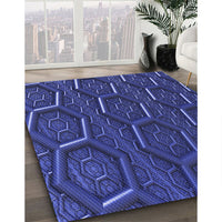 Patterned Denim Dark Blue Rug, pat1712blu