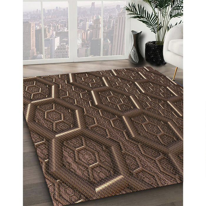 Patterned Sienna Brown Rug in Family Room, pat1712brn