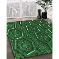 Patterned Deep Emerald Green Rug, pat1712grn