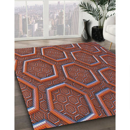 Machine Washable Transitional Saffron Red Rug in a Family Room, wshpat1713
