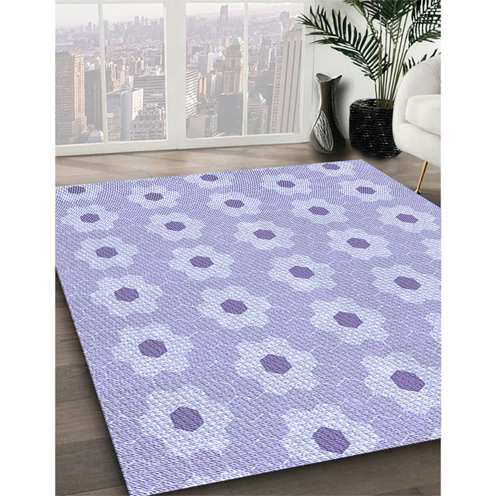 Patterned Purple Mimosa Purple Rug in Family Room, pat1714blu
