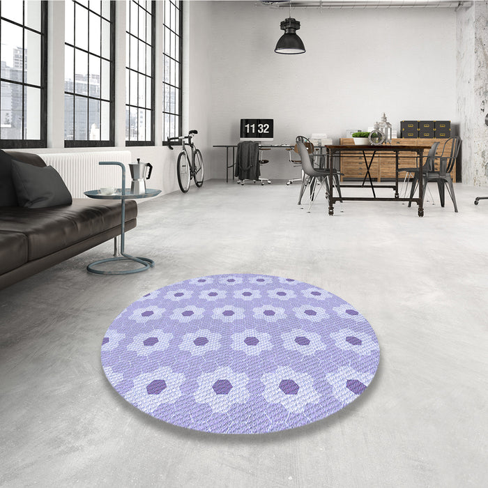 Round Patterned Purple Mimosa Purple Rug in a Office, pat1714blu