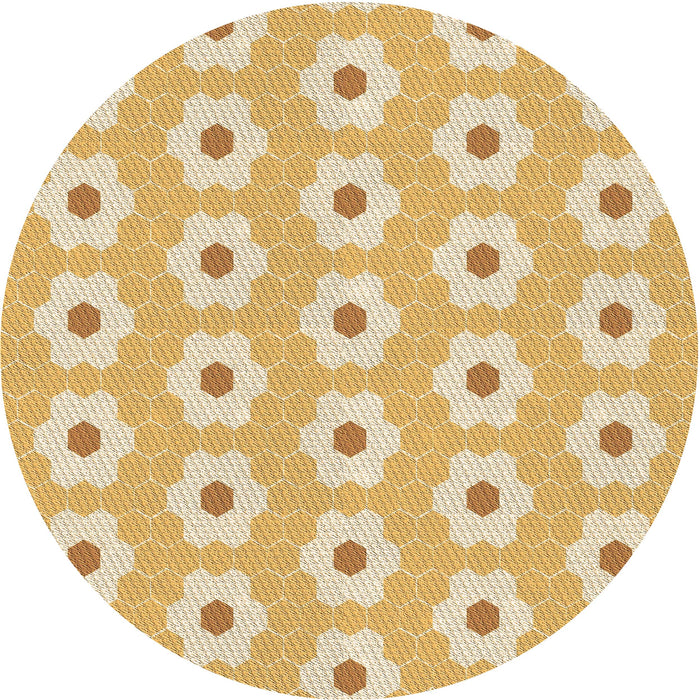 Square Machine Washable Transitional Yellow Rug in a Living Room, wshpat1714brn