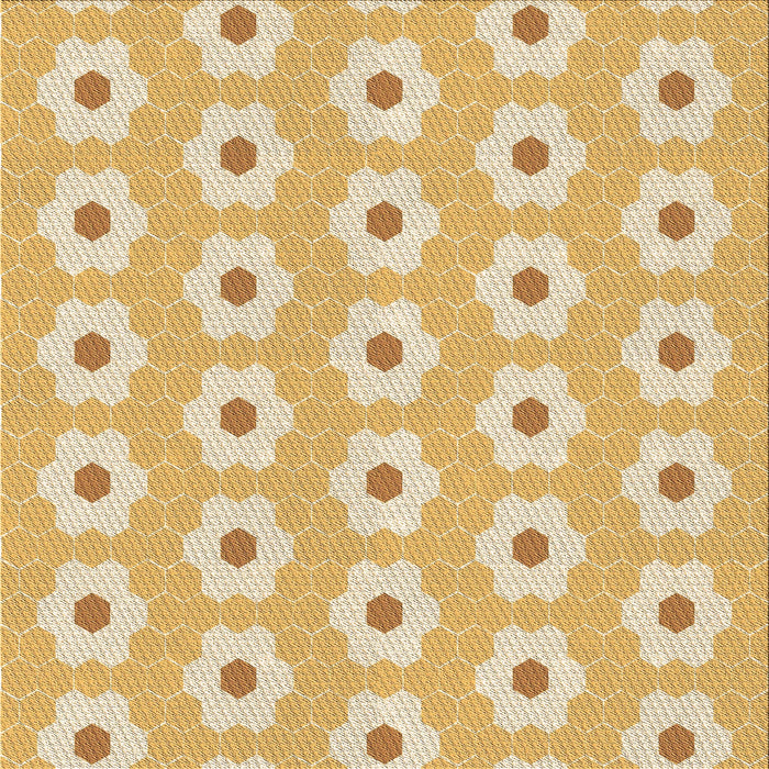 Round Machine Washable Transitional Yellow Rug, wshpat1714brn