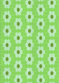 Machine Washable Transitional Green Rug, wshpat1714grn