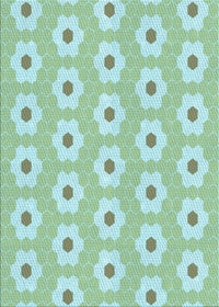 Machine Washable Transitional Aquamarine Green Rug, wshpat1714lblu