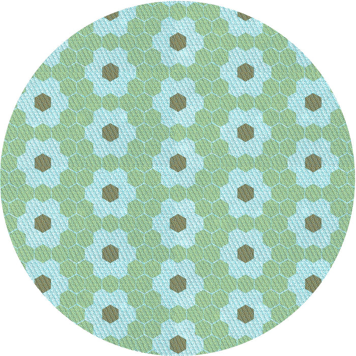 Square Patterned Aquamarine Green Rug, pat1714lblu