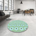 Round Patterned Aquamarine Green Rug in a Office, pat1714lblu