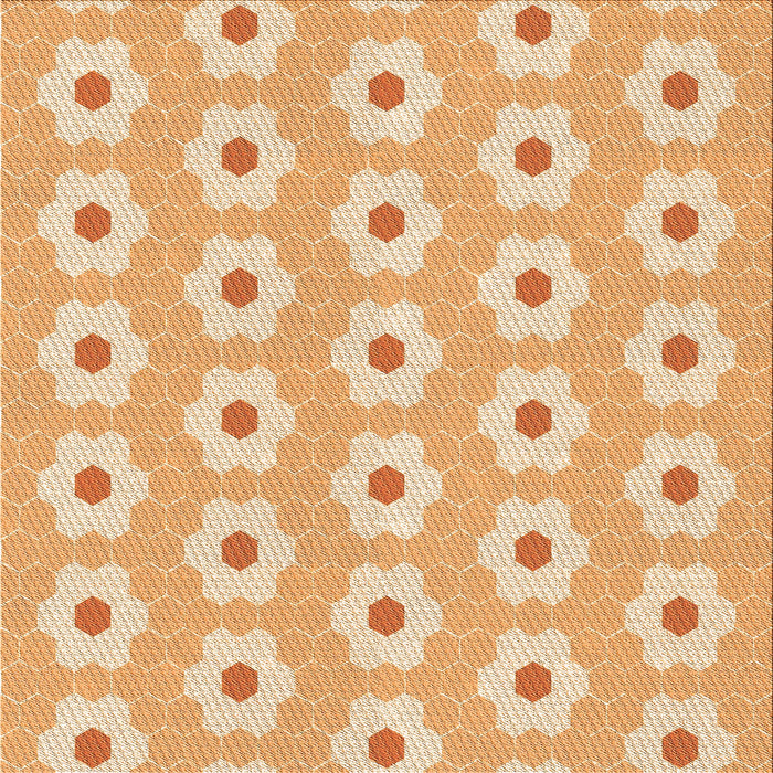 Round Patterned Orange Rug, pat1714org