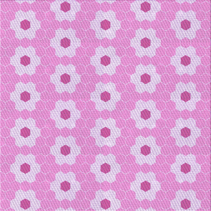 Round Patterned Blossom Pink Rug, pat1714pur