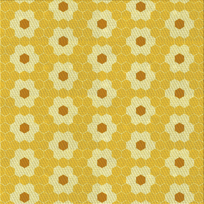 Round Patterned Bold Yellow Rug, pat1714yw