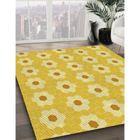 Patterned Bold Yellow Rug, pat1714yw