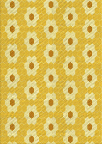 Machine Washable Transitional Bold Yellow Rug, wshpat1714yw