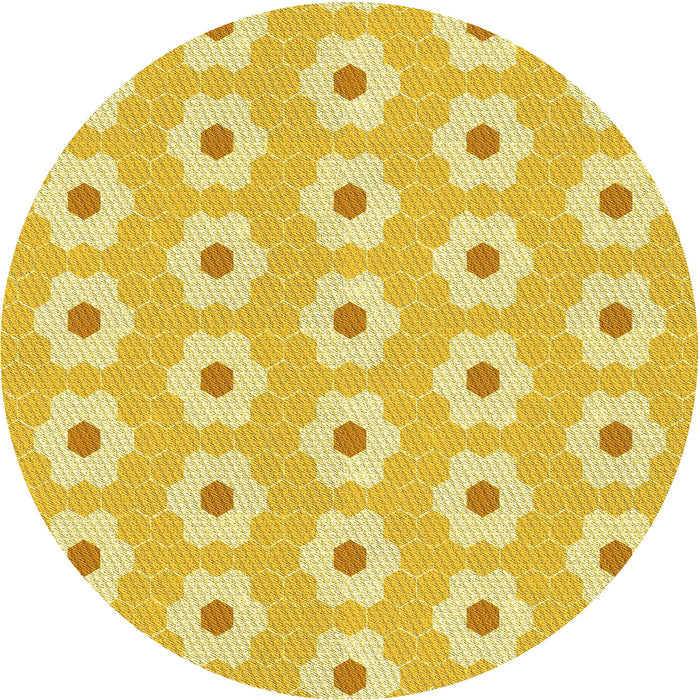 Square Machine Washable Transitional Bold Yellow Rug in a Living Room, wshpat1714yw