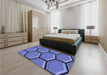 Patterned Sky Blue Rug in a Bedroom, pat1715blu