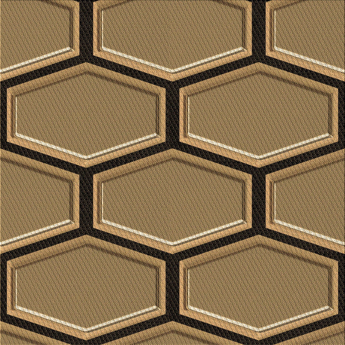 Round Machine Washable Transitional Caramel Brown Rug, wshpat1715brn
