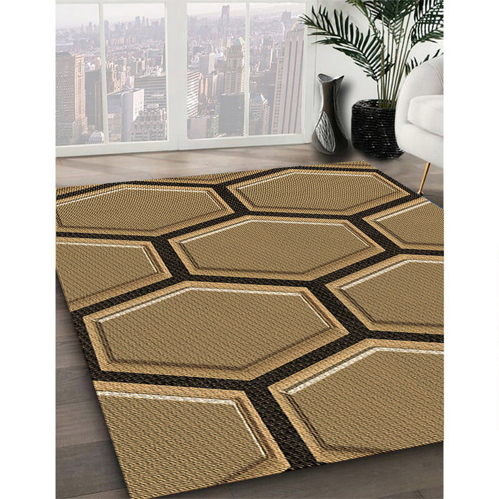 Machine Washable Transitional Caramel Brown Rug in a Family Room, wshpat1715brn